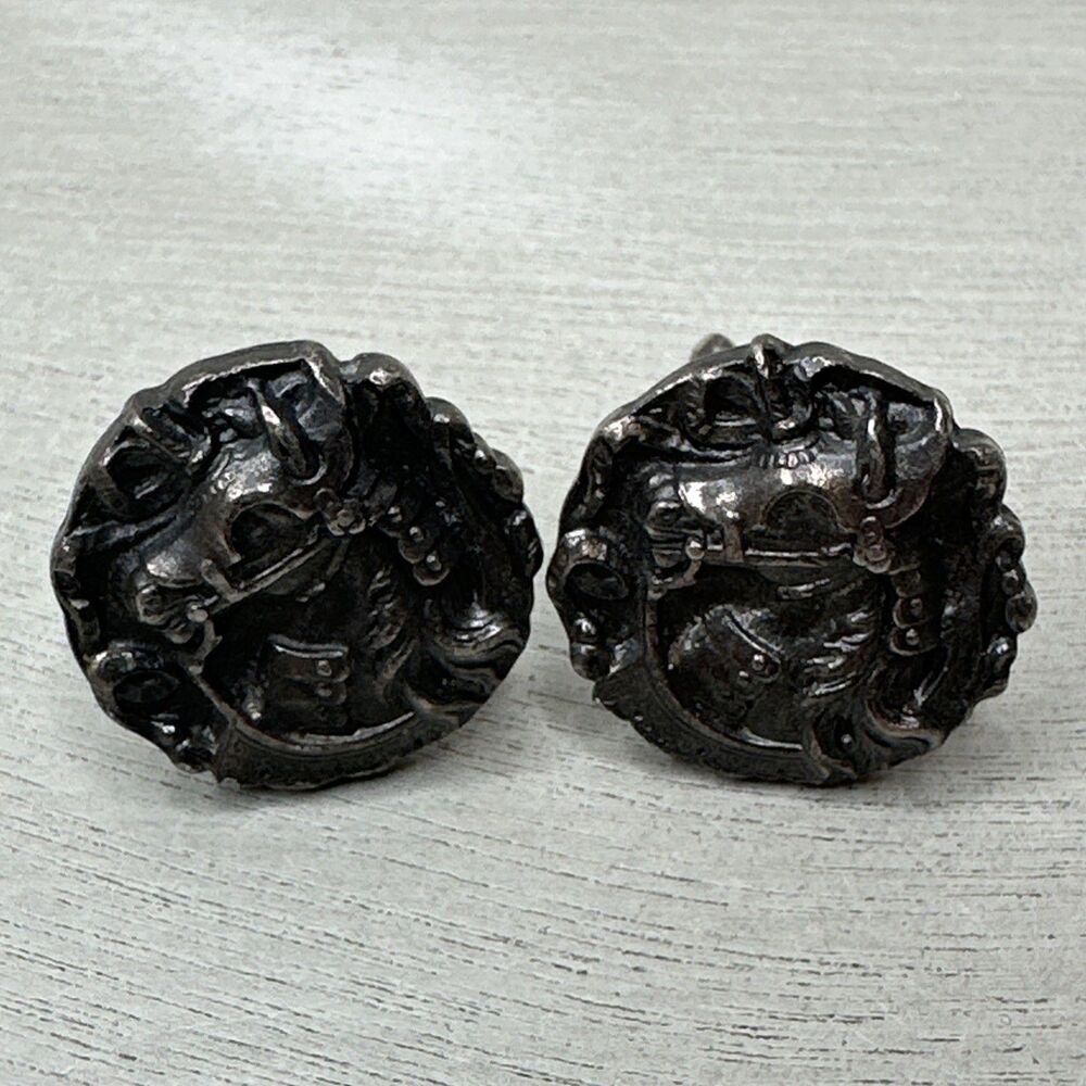 Vintage Mid Modern Century Cufflinks Medieval Horse